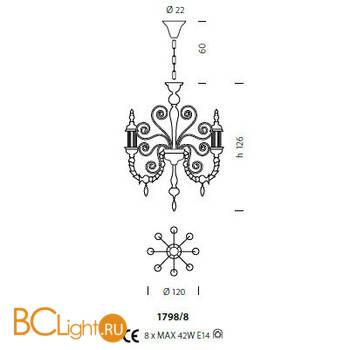 Люстра Sylcom Bucintoro 1798/8 PA CR - Схема