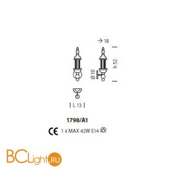 Бра Sylcom Bucintoro 1798/A1 PO FU.ORO - Схема