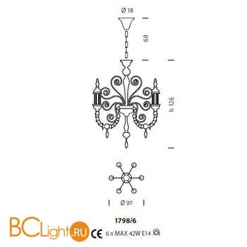 Люстра Sylcom Bucintoro 1798/6 PO CR.O - Схема