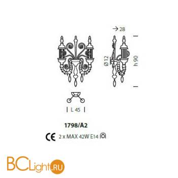 Бра Sylcom Bucintoro 1798/A2 PO RO.O - Схема