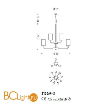 Люстра Sylcom Can Can 2120/9+3 BLAV - Схема