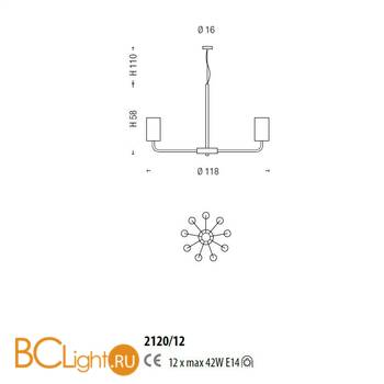 Люстра Sylcom Can Can 2120/12 FU - Схема