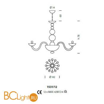 Люстра Sylcom Candiano 1531/12 K BLCR - Схема