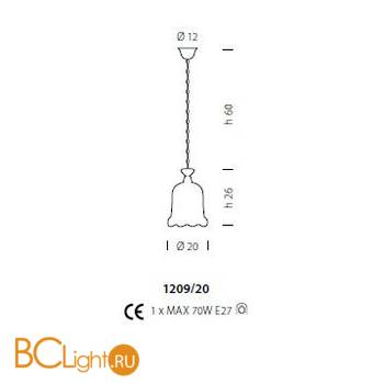 Подвесной светильник Sylcom Contarini 1209/20 K CO - Схема