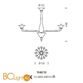 Люстра Sylcom Corner 1542/12 K BLCR - Схема
