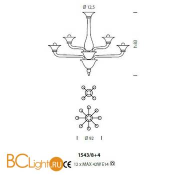 Люстра Sylcom Corner 1543/8+4 K BLDEN.DEN - Схема
