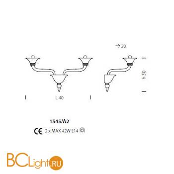 Бра Sylcom Corner 1545/A2 K BLCR - Схема