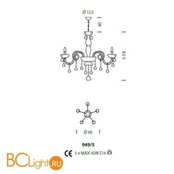 Люстра Sylcom Dandolo 949/5 K BL - Схема
