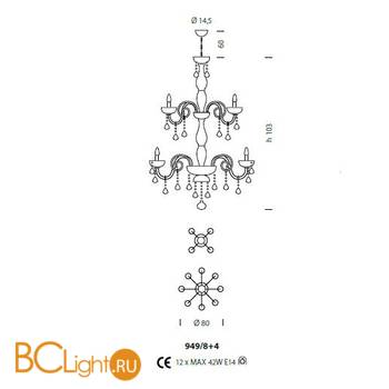 Люстра Sylcom Dandolo 949/8+4 K BL - Схема