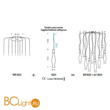 Подвесной светильник Sylcom Diva 0221 CR + KIT 0221 - Схема