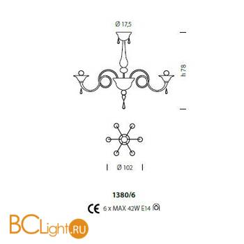 Потолочная люстра Sylcom Dolfin 1380/6 D CR.A - Схема