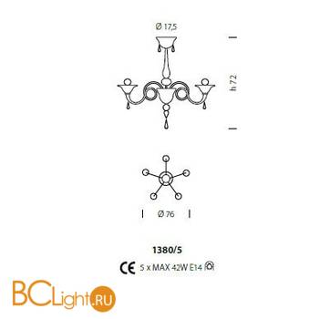Потолочная люстра Sylcom Dolfin 1380/5 D CR.ORO - Схема