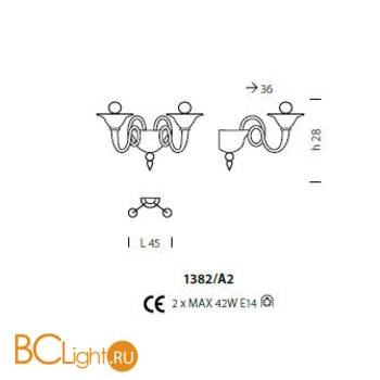 Бра Sylcom Dolfin 1382/A2 K BL.CR - Схема