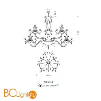 Люстра Sylcom Foscari 1523/9x3 K BLCR.CR - Схема
