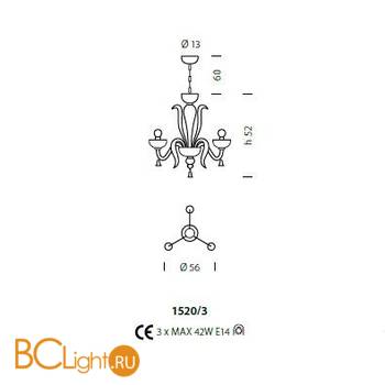 Люстра Sylcom Foscari 1520/3 D BLAV OR - Схема