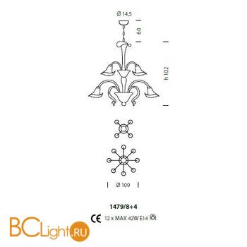 Люстра Sylcom Grimani 1479/8+4 D CR.ORO - Схема
