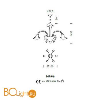 Люстра Sylcom Grimani 1479/6 K CR - Схема
