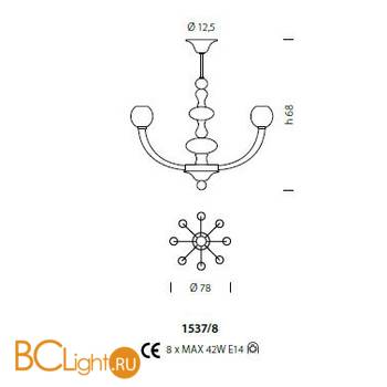 Люстра Sylcom Gritti 1537/8 K BLCR.GRY - Схема