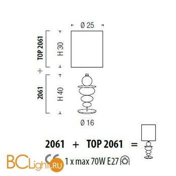 Настольная лампа Sylcom Igloo 2061 K BL + TOP 2061 BIA - Схема