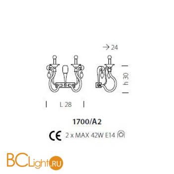 Бра Sylcom Impero 1700/A2 A CR - Схема