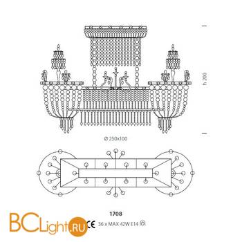 Подвесной светильник Sylcom Impero 1708 ARG CR - Схема