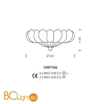 Потолочный светильник Sylcom Loredan 1397/102 D ORO - Схема
