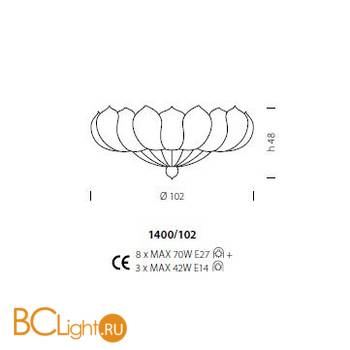 Потолочный светильник Sylcom Loredan 1400/102 D ORO - Схема
