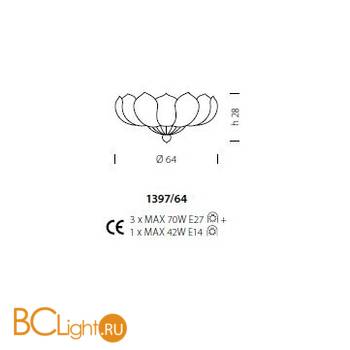 Потолочный светильник Sylcom Loredan 1397/64 B CR - Схема