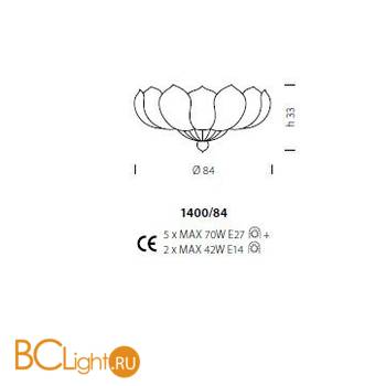 Потолочный светильник Sylcom Loredan 1400/84 B GRCR - Схема