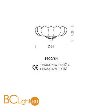 Потолочный светильник Sylcom Loredan 1400/64 D ORO - Схема