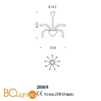 Потолочная люстра Sylcom Phoenix 2030/9 AS - Схема