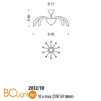 Потолочная люстра Sylcom Phoenix 2032/10 CR - Схема