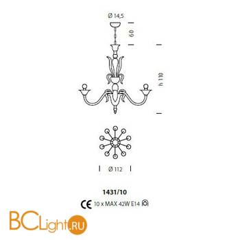 Люстра Sylcom Pisani 1431/10 K BL.CR - Схема