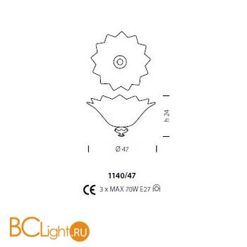 Потолочный светильник Sylcom Priuli 1140/47 D G.CR - Схема