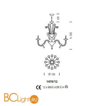 Люстра Sylcom Rezzonico 1470/12 PO CR.ORO - Схема