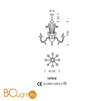 Люстра Sylcom Rezzonico 1470/8 PO VE.ORO - Схема