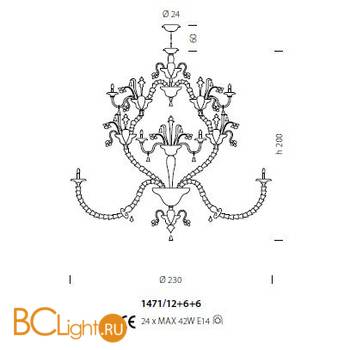 Люстра Sylcom Rezzonico 1471/12+6+6 PA FU.ORO - Схема
