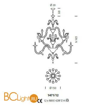 Люстра Sylcom Rezzonico 1471/12 PA BL.CR - Схема