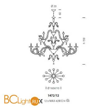 Люстра Sylcom Rezzonico 1472/12 PO AMT.ORO - Схема