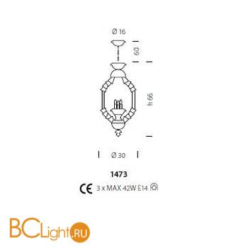 Подвесной светильник Sylcom Rezzonico 1473 PA BL.CR - Схема