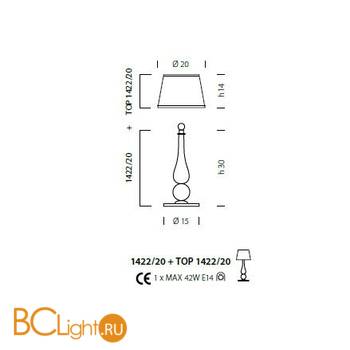 Настольная лампа Sylcom Scrigno 1422/20 K BL.CR + TOP 1422/20 ARG - Схема