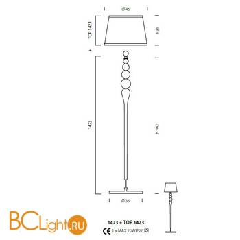 Торшер Sylcom Scrigno 1423 K BL.CR + TOP 1423 ARG - Схема