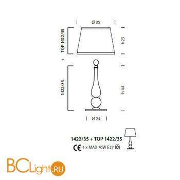 Настольная лампа Sylcom Scrigno 1422/35 K BL.CR + TOP 1422/35 ARG - Схема