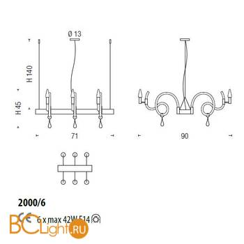 Люстра Sylcom Street 2000/6 CR - Схема