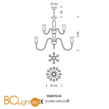 Люстра Sylcom Teodato 1020/12+6 K BL - Схема