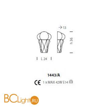 Бра Sylcom Tiepolo 1443/A INOX AS - Схема