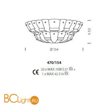 Потолочный светильник Sylcom Tribuno 470/154 ORO - Схема