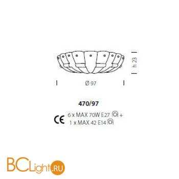 Потолочный светильник Sylcom Tribuno 470/97 ORO - Схема