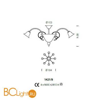 Потолочная люстра Sylcom Venier 1421/8 D CR.ORO - Схема