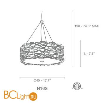 Подвесной светильник Terzani Glamour N16S H8 C8 - Схема